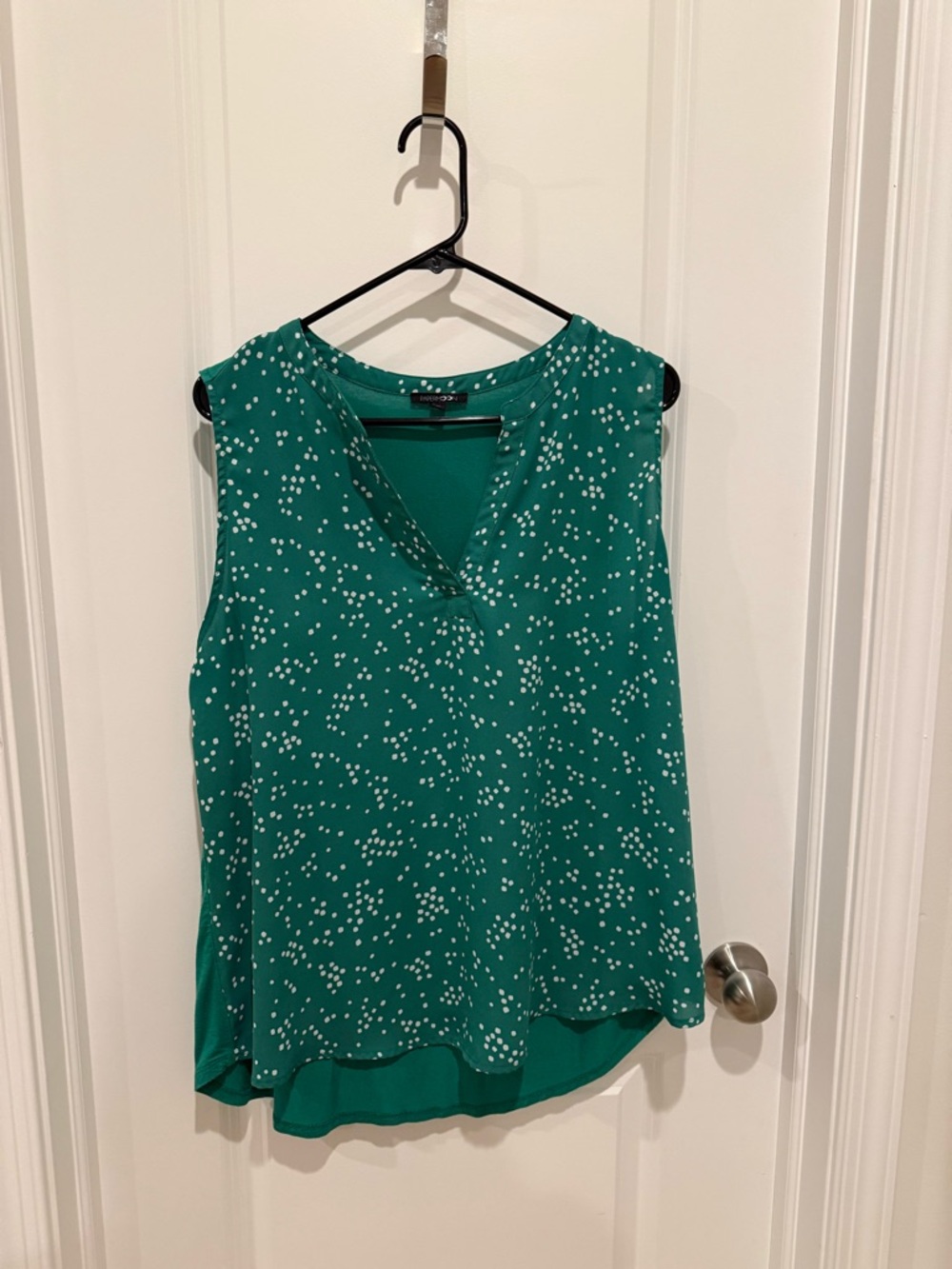 Papermoon Green Sleeveless V-Neck Dot Print Tank